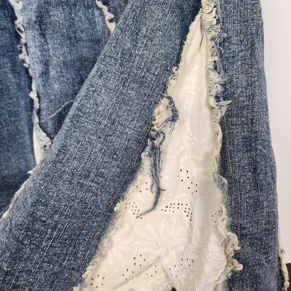 Mariposa Jeans Y2K Pleated Lace Denim Midi Skirt Size Medium - Picture 8 of 13